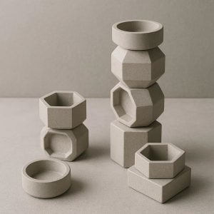16 Stackable Geometric Concrete Holders - Modular Modern Decor