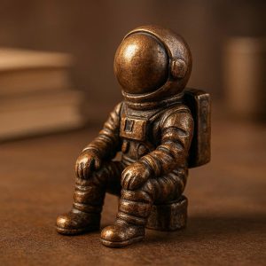 21 Miniature Bronze Astronaut Sculpture - Dreamer's Desk Companion
