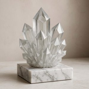 24 Geometric Crystal Cluster on Marble Base - Natural Energy Accent