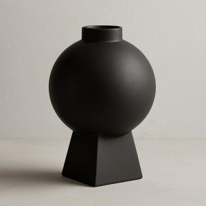 3 Matte Black Globe Ceramic Vase - Modern Geometric Statement