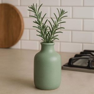 5 Sage Green Ceramic Bottle Vase - Serene Kitchen Herb Keeper